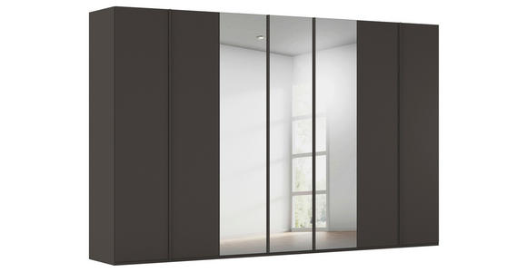 DREHTÜRENSCHRANK 350/235/61 cm,  in Graphitfarben, 7-türig  - Graphitfarben, Basics, Glas/Holzwerkstoff (350/235/61cm) - Novel