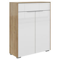 KOMMODE  in 81/110/37 cm  - Eichefarben/Silberfarben, KONVENTIONELL, Glas/Holzwerkstoff (81/110/37cm) - Voleo