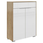 KOMMODE  in 81/110/37 cm  - Eichefarben/Silberfarben, KONVENTIONELL, Glas/Holzwerkstoff (81/110/37cm) - Voleo