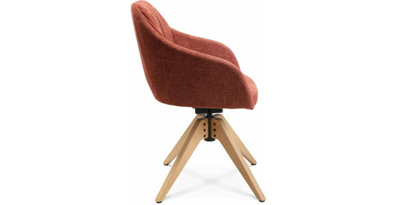 ARMLEHNSTUHL  in Velours  - Eichefarben/Rot, Design, Holz/Textil (58/82,5-85,2/60cm) - Johann Jakob