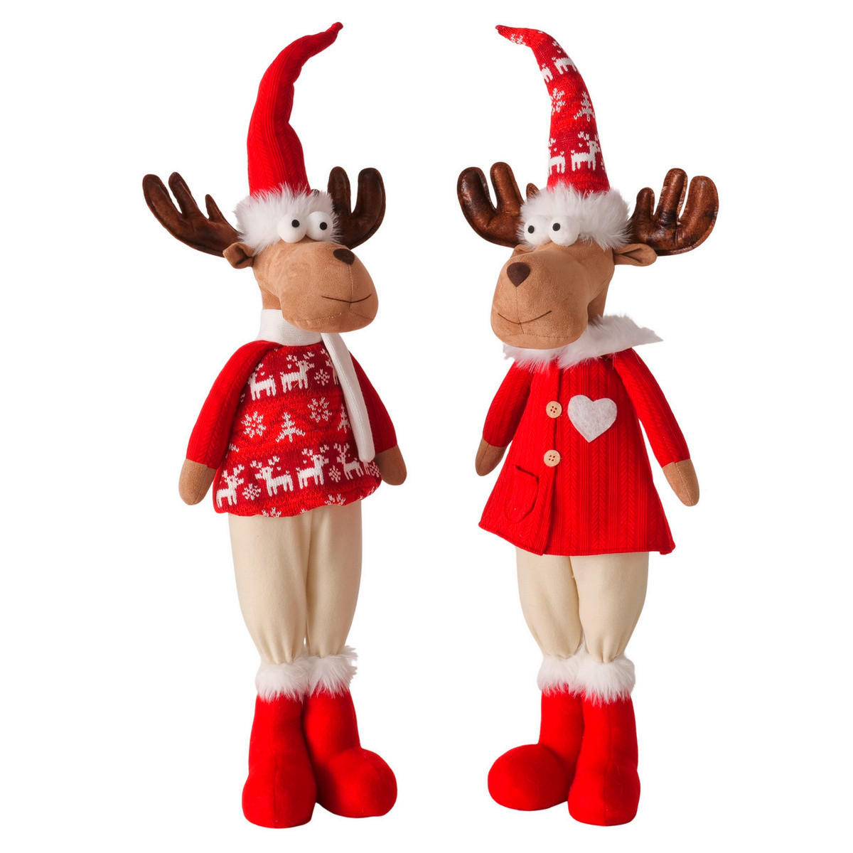 VIANOČNÁ FIGÚRKA - hnedá/červená, Basics, textil (25/21/86cm)