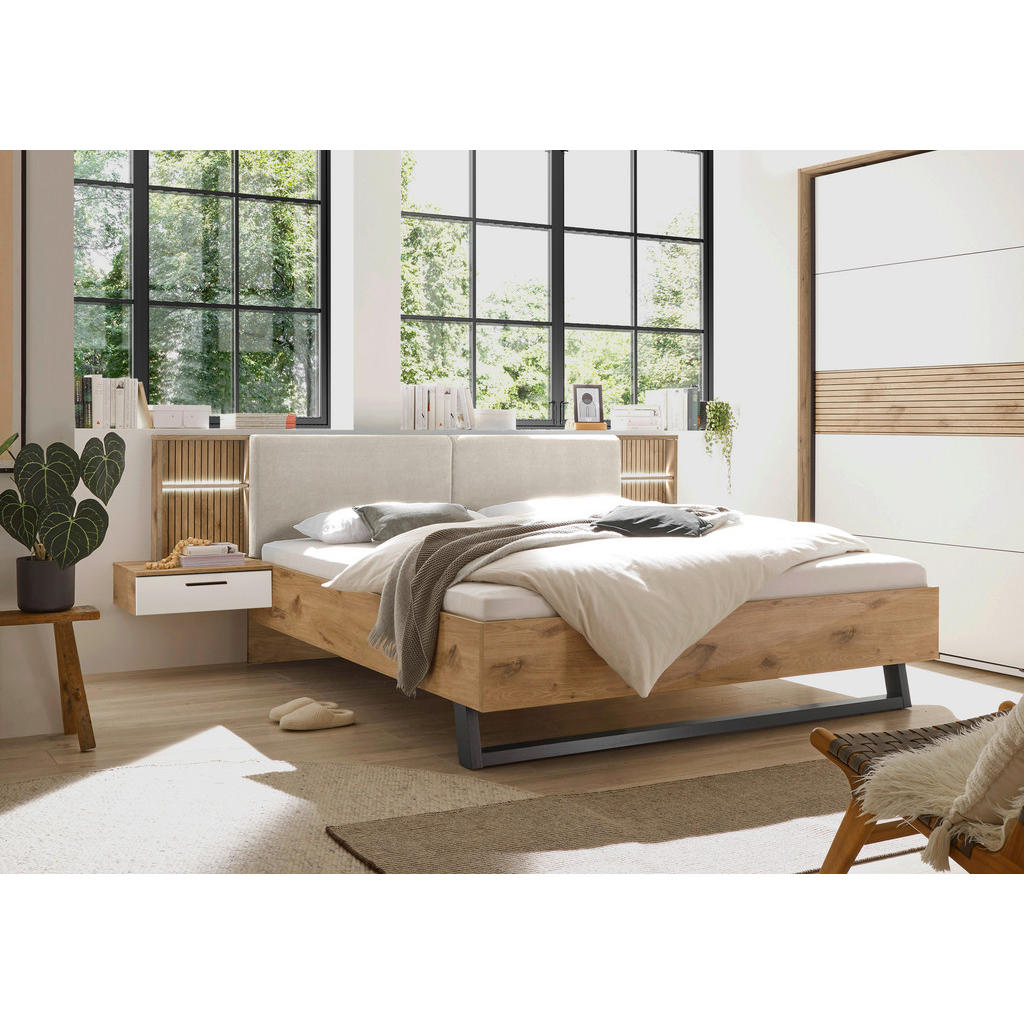 Bettanlage mit Nako 180x200cm Daria/Leo Weiß/Viking Oak
