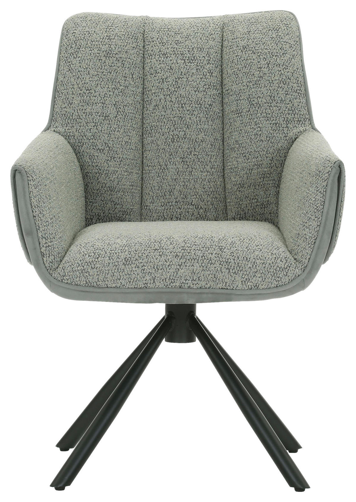 ARMLEHNSTUHL  Wippfunktion, Sitzfläche 360° drehbar, automatische Rückholfunktion Chenille, Mikrofaser  Salbeigrün  - Salbeigrün/Schwarz, Design, Textil/Metall (62/87/64cm) - Novel