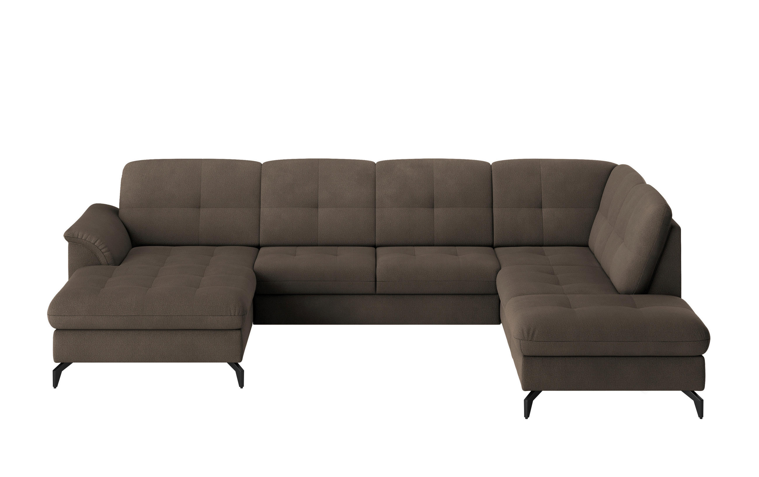 WOHNLANDSCHAFT in Flachgewebe Dunkelbraun  - Dunkelbraun/Schwarz, Modern, Textil/Metall (164/319/212cm) - Sit & More