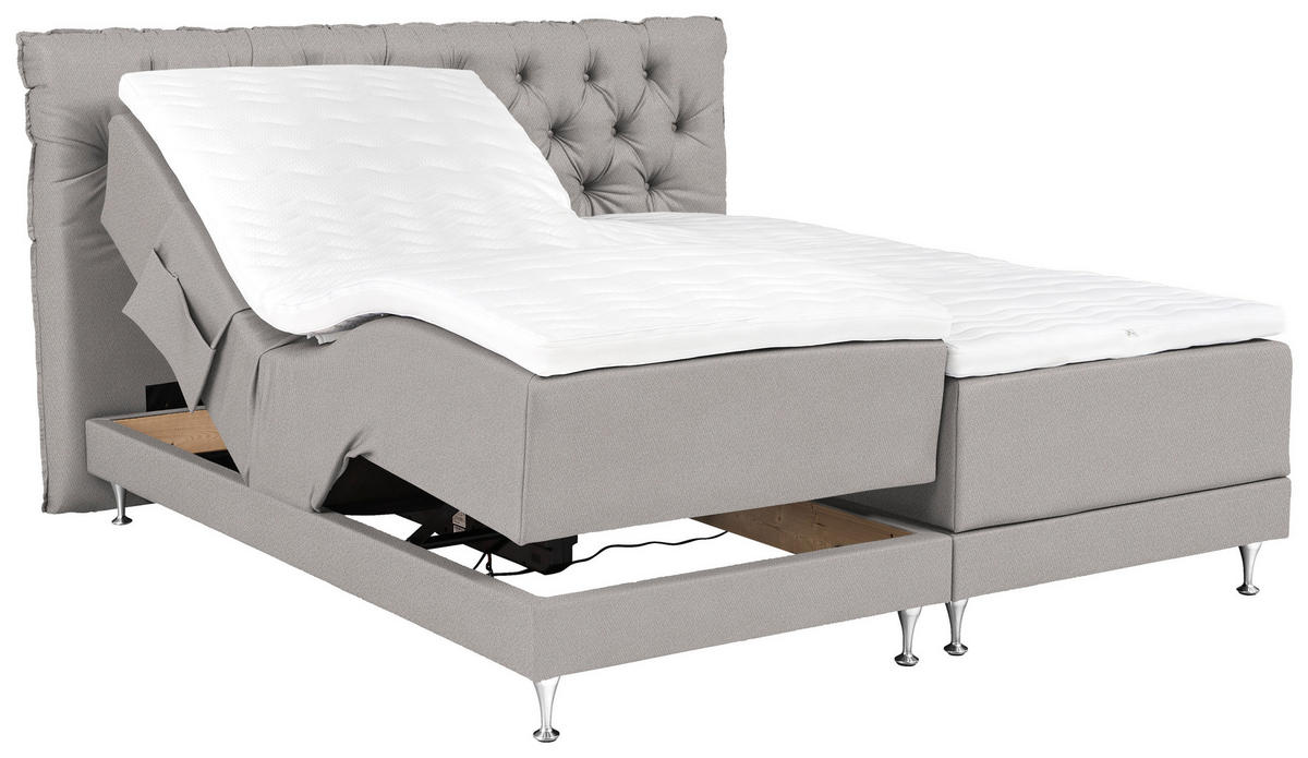 BOXSPRINGBETT 160/200 cm  Hellgrau  - Blau/Silberfarben, Basics, Holzwerkstoff/Textil (160/200cm) - Welnova