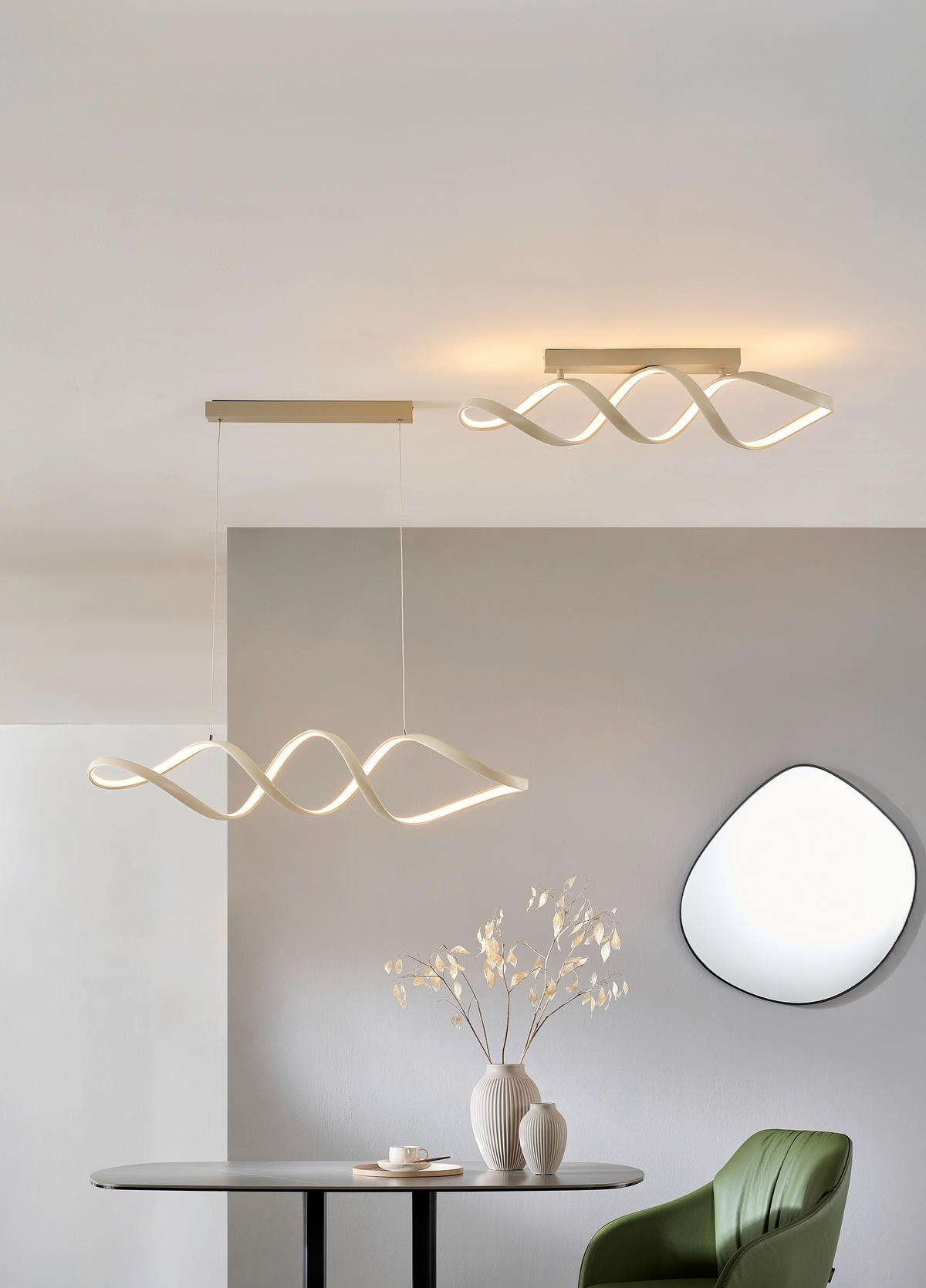 VISEČA LED-SVETILKA  Brownsville 24 W/2500 lm/3000 K/220-240 V/ - peščene barve, Design, kovina/umetna masa (100/22/120cm) - Novel