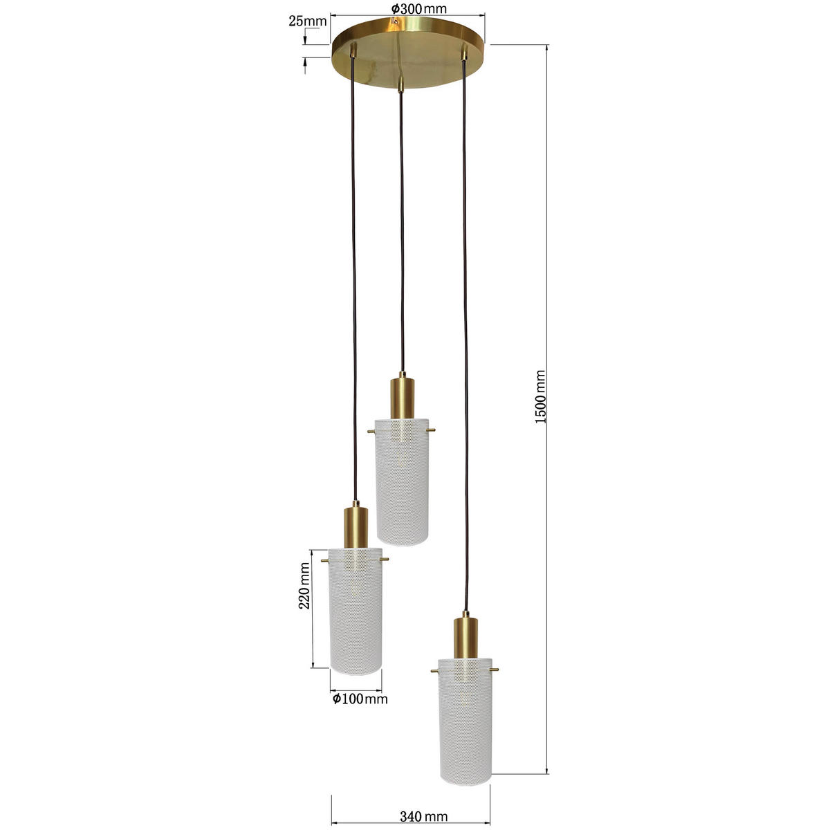 HÄNGELEUCHTE 30/150 cm    - Weiss, Konventionell, Metall (30/150cm)
