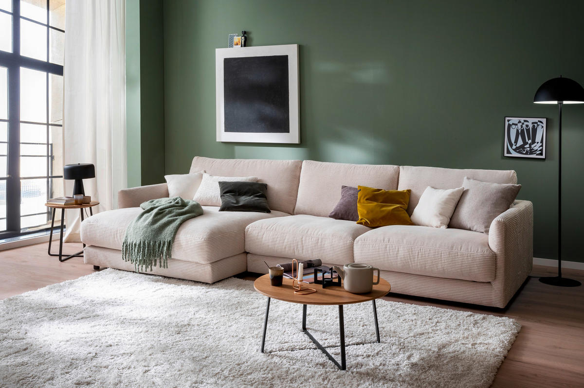 ECKSOFA  in Cord Beige  170/322 cm  - Beige/Schwarz, Design, Kunststoff/Textil (170/322cm) - Schöner Wohnen