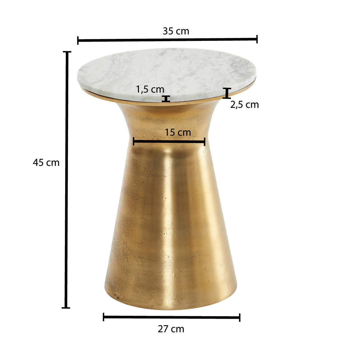 MIZICA, bela  - zlate barve/bela, Design, kamen/kovina (35/45cm) - MID.YOU