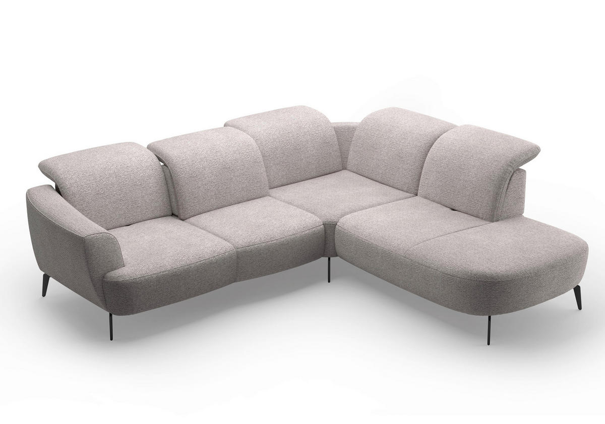 ECKSOFA in Chenille Silberfarben  300/267 cm  - Silberfarben/Schwarz, KONVENTIONELL, Textil/Metall (300/267cm) - Sit & More