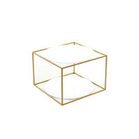 PRÍRUČNÝ STOLÍK, biela - zlatá/biela, Basics, kov/sklo (50/50/36cm)