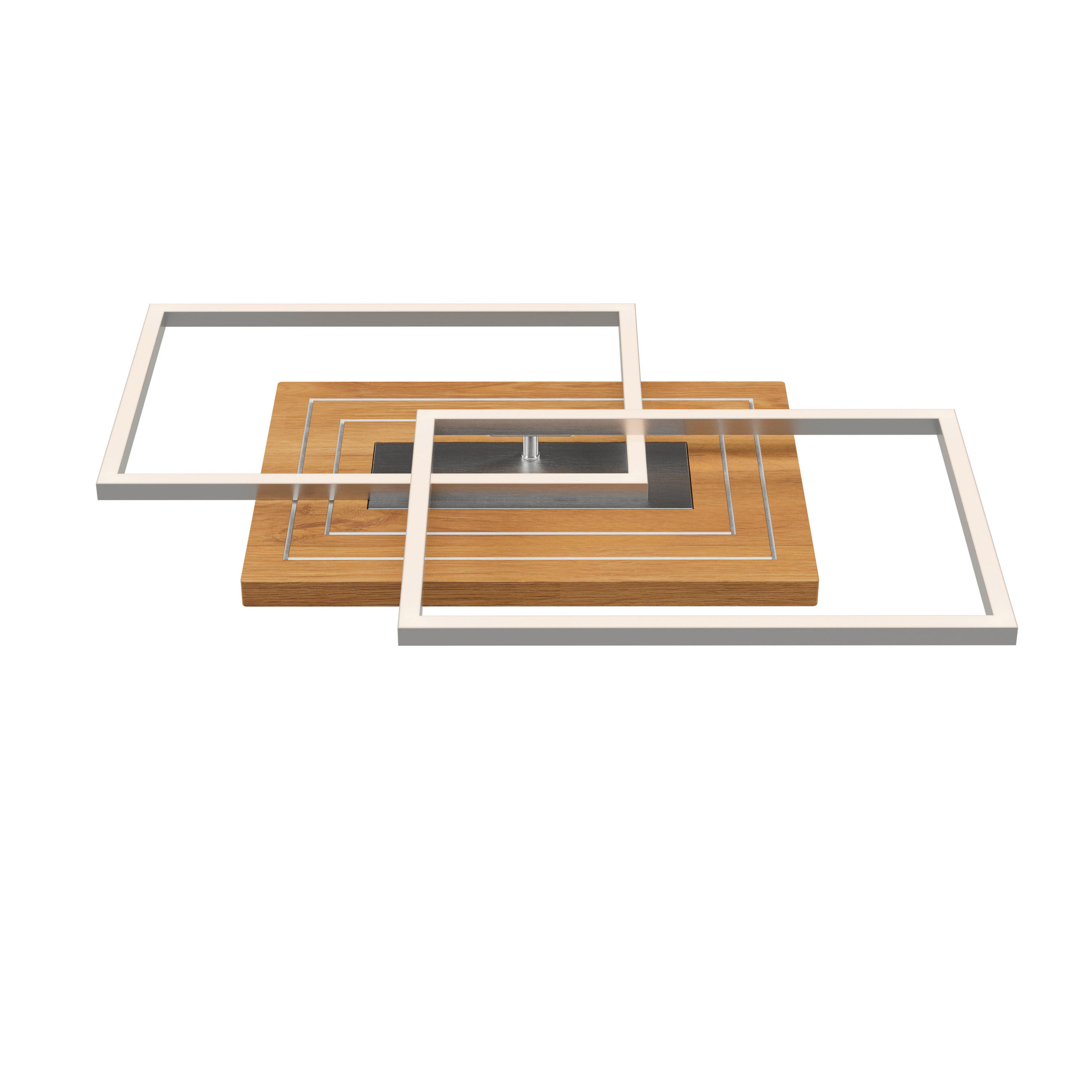 LED-DECKENLEUCHTE Saalbach S 50/42/7 cm   - Silberfarben, Natur, Holz/Metall (50/42/7cm)