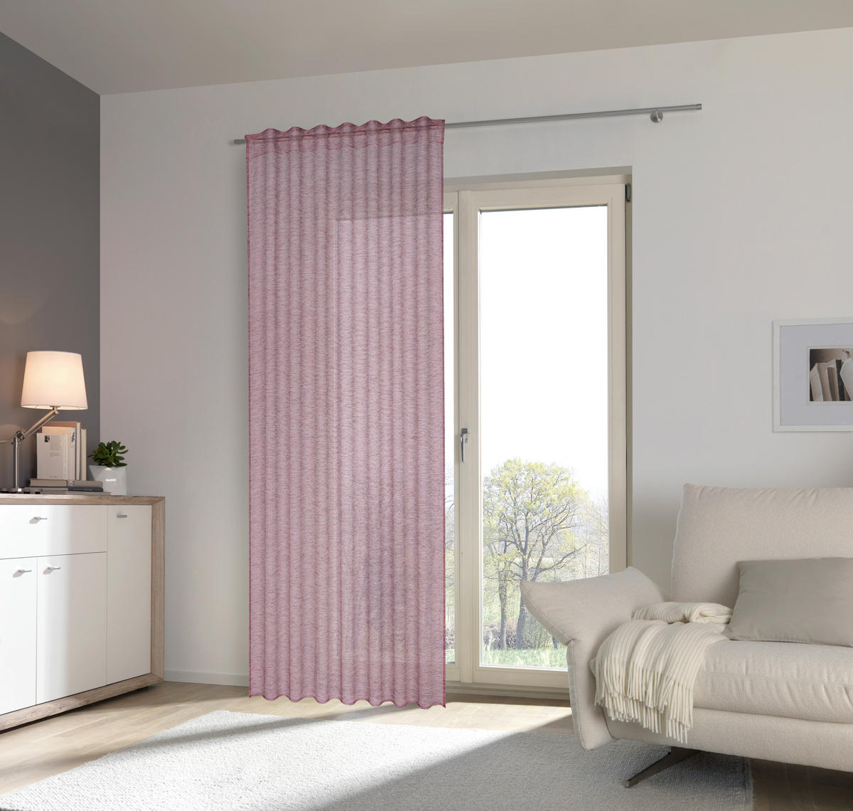 HOTOVÝ ZÁVĚS, průhledné, 140/245 cm - fialová, Basics, textil (140/245cm) - Esposa