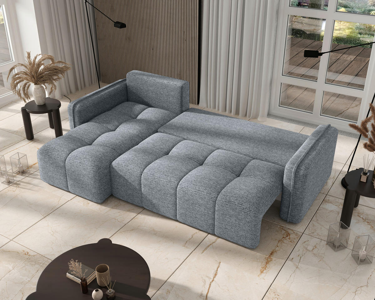 ECKSOFA  in Flachgewebe Grau  - Schwarz/Grau, MODERN, Kunststoff/Textil (142/240cm) - Carryhome
