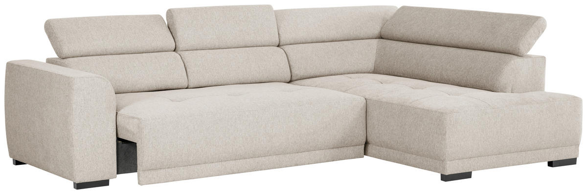 ECKSOFA Beige Struktur  - Beige/Schwarz, Design, Kunststoff/Textil (284/205cm) - Xora