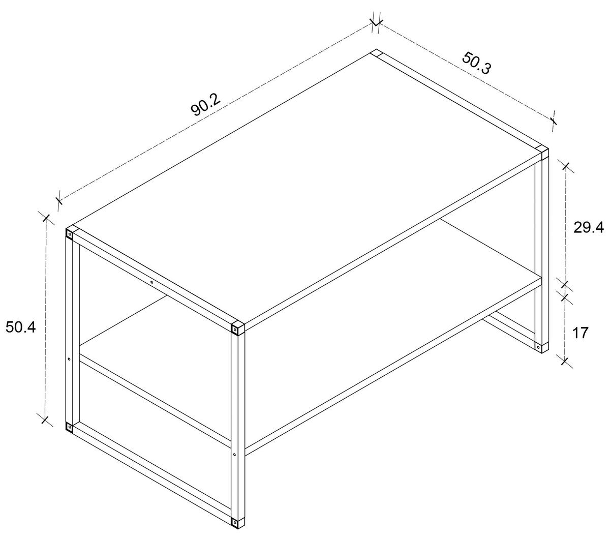COUCHTISCH in Holzwerkstoff 90/50/50 cm  - Weiss/Schwarz, Design, Holzwerkstoff/Metall (90/50/50cm) - MID.YOU