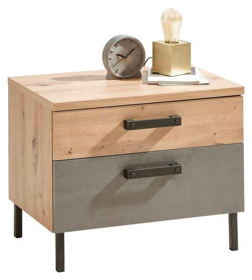 NACHTSCHRANK  - Anthrazit/Eiche Artisan, LIFESTYLE, Holzwerkstoff/Metall (58/46/38cm) - Ti'me