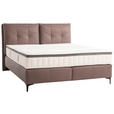 BOXSPRINGBETT 160/200 cm  in Braun  - Schwarz/Braun, Design, Leder/Holz (160/200cm) - Novel