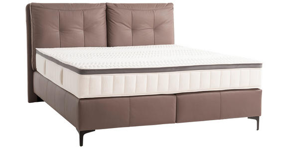 BOXSPRINGBETT 180/200 cm  in Braun  - Schwarz/Braun, Design, Leder/Holz (180/200cm) - Novel