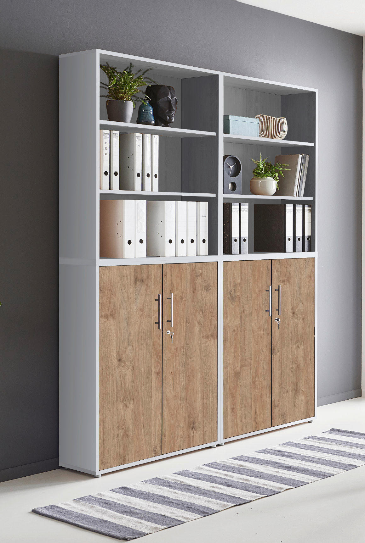 AKTENSCHRANK Grau, Eichefarben  - Eichefarben/Grau, MODERN, Holzwerkstoff (168,8/227,2/33cm) - MID.YOU