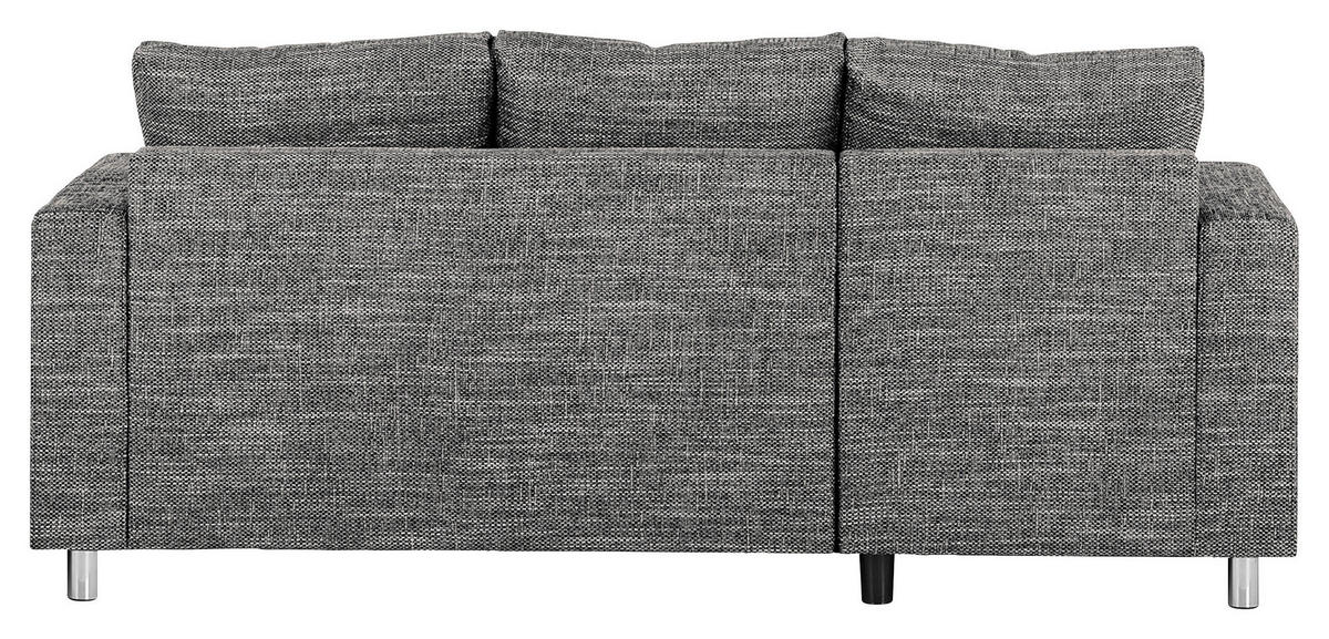 ECKSOFA in Struktur Schwarz  - Chromfarben/Schwarz, Design, Textil/Metall (144/200cm) - MID.YOU
