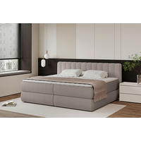 BOXSPRINGBETT 200/200 cm,  in Taupe, gepolstertes Kopfteil, Bettkasten, Topper, Matratzen, H2 + H3 = mittel + fest  - Taupe/Schwarz, Design, Kunststoff/Textil (200/200cm) - Chameo