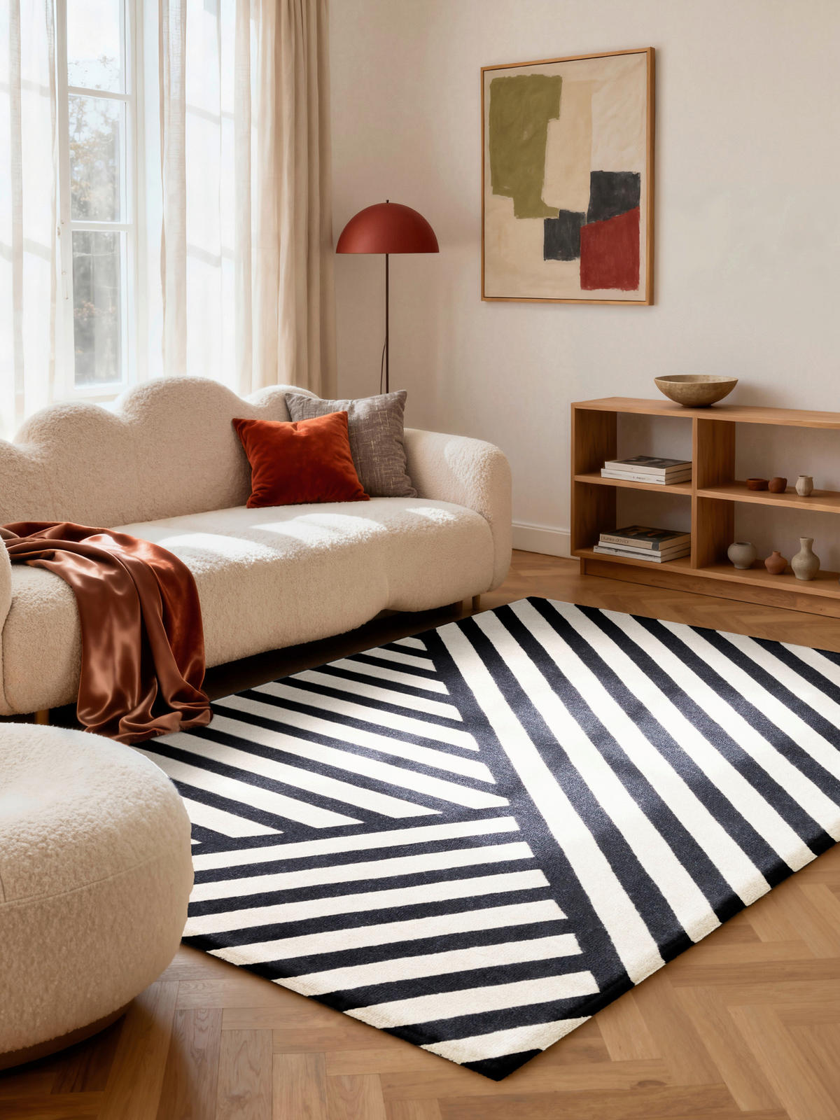 WOLLTEPPICH 120/180 cm Stryve Schwarz, Weiß rechteckig  - Schwarz/Weiß, Basics, Textil (120/180cm) - Elle Decoration