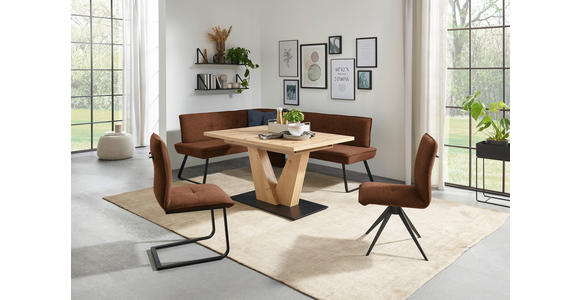 STUHL , Lederauswahl, Stoffauswahl, Typenauswahl, Gestellauswahl , Flachgewebe  - Rostfarben/Schwarz, Design, Textil/Metall (46/91/62cm) - Dieter Knoll