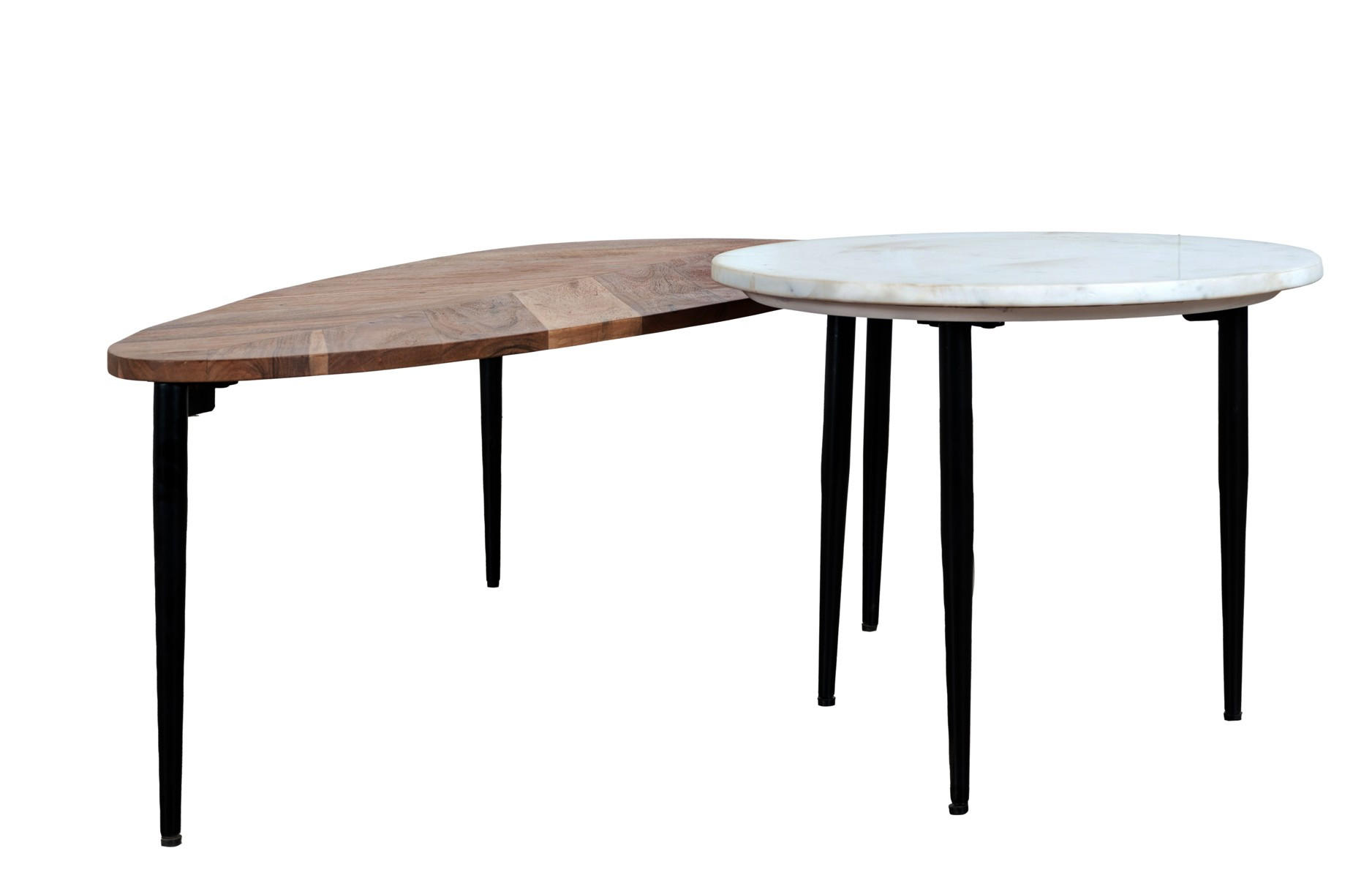 COUCHTISCH Akazie vollmassiv 110/35/50 cm Freiform Naturfarben, Schwarz  - Schwarz/Naturfarben, Design, Holz/Stein (110/35/50cm) - Livetastic