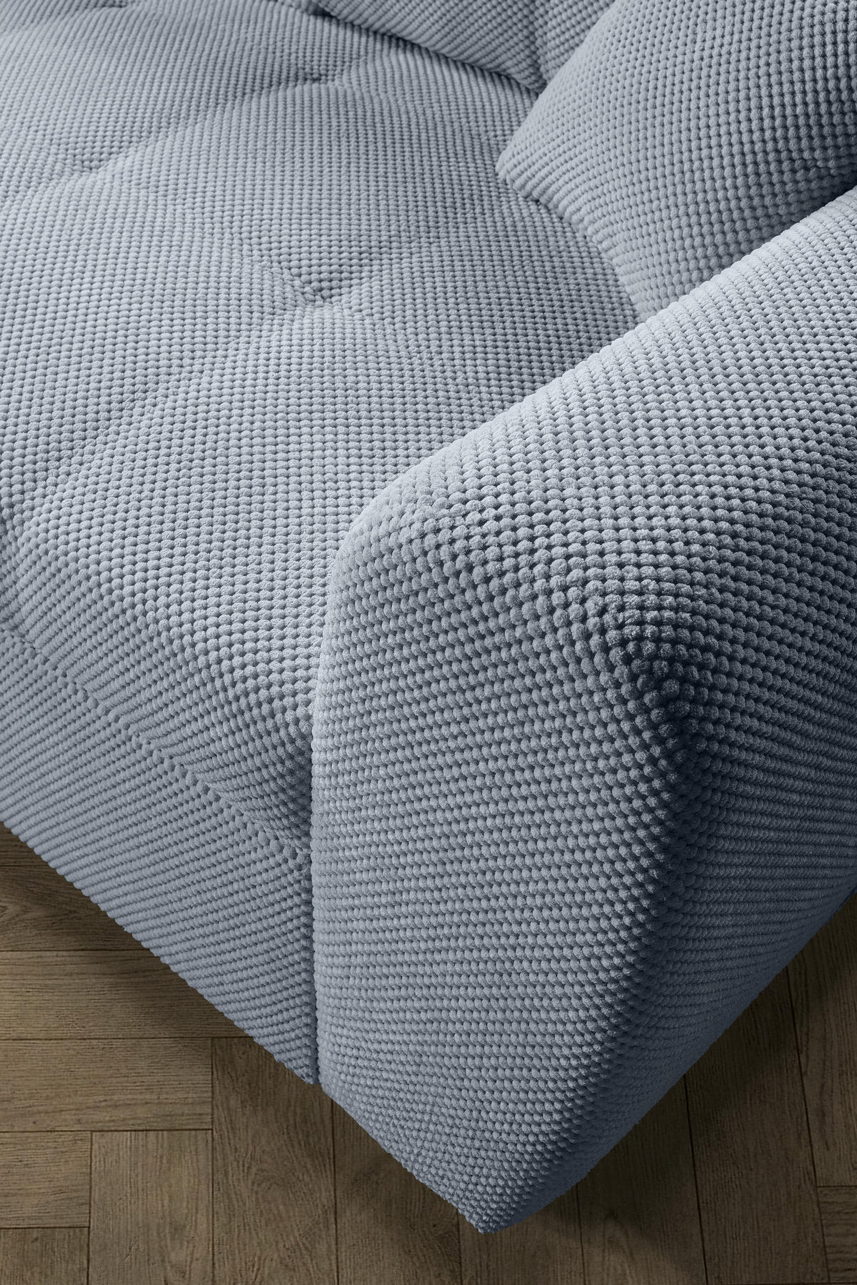 ECKSOFA Hellgrau Plüsch  - Hellgrau/Schwarz, KONVENTIONELL, Kunststoff/Textil (175/249cm) - Carryhome