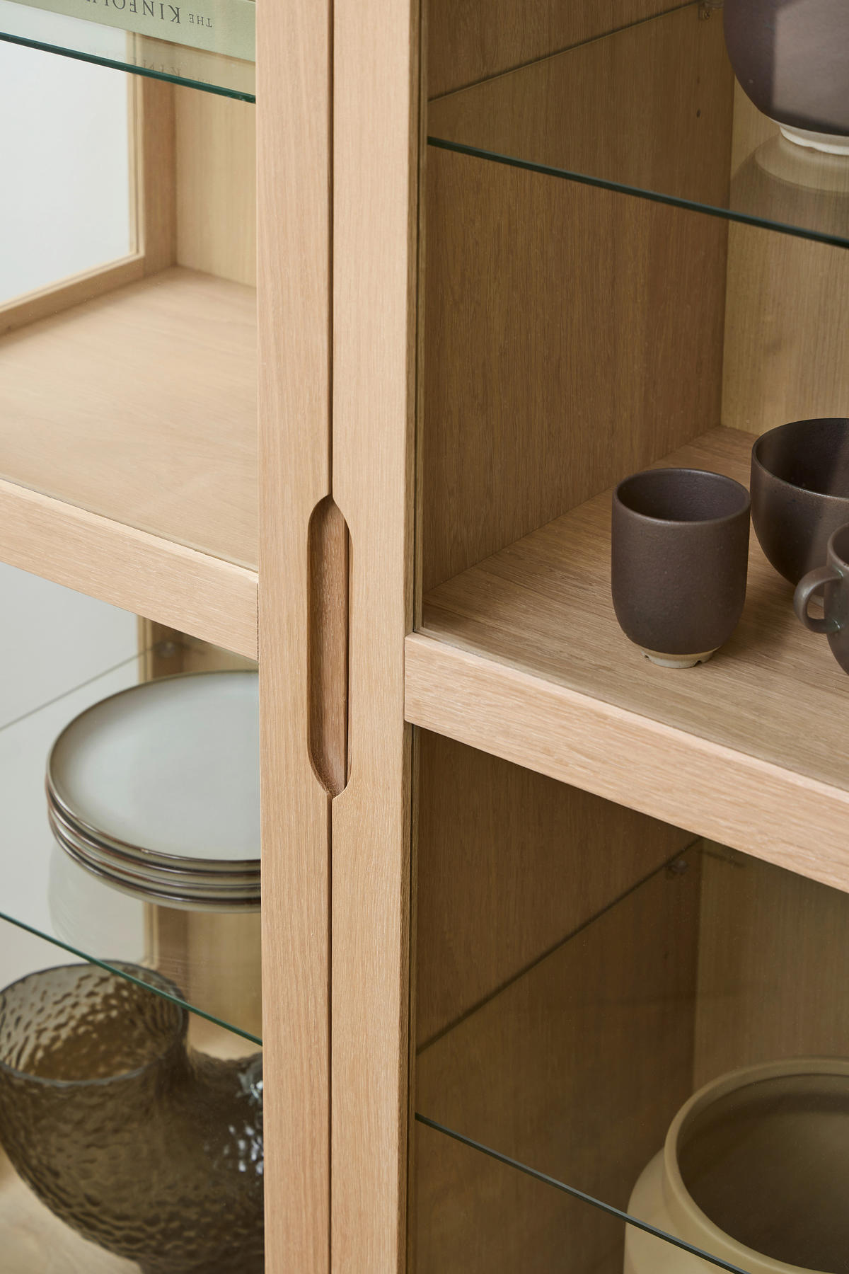 VITRINE MARTE in furniert Klar, Eichefarben  - Klar/Eichefarben, Design, Glas/Holzwerkstoff (140/148/40cm) - MID.YOU