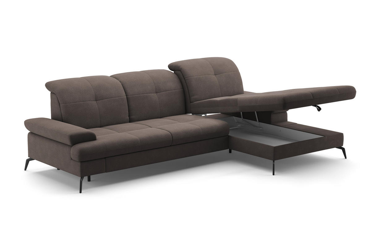 ECKSOFA in Flachgewebe Graphitfarben  - Schwarz/Graphitfarben, Konventionell, Textil/Metall (279/185cm) - Sit & More