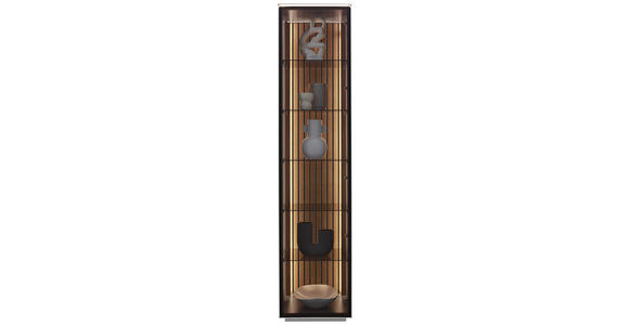 VITRINE in furniert Eiche Anthrazit, Weiß, Eichefarben - Eichefarben/Anthrazit, Design, Glas/Holz (45,8/198,6/40cm) - Dieter Knoll