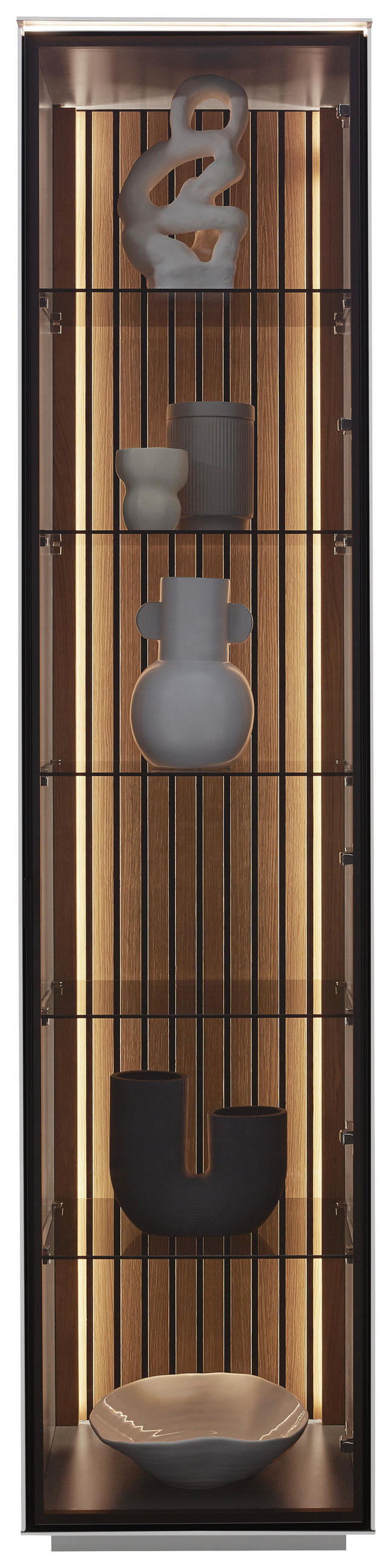 VITRINE Anthrazit, Weiss, Eichefarben  45,8/198,6/40 cm  - Weiss/Eichefarben, Design, Glas/Holz (45,8/198,6/40cm) - Dieter Knoll