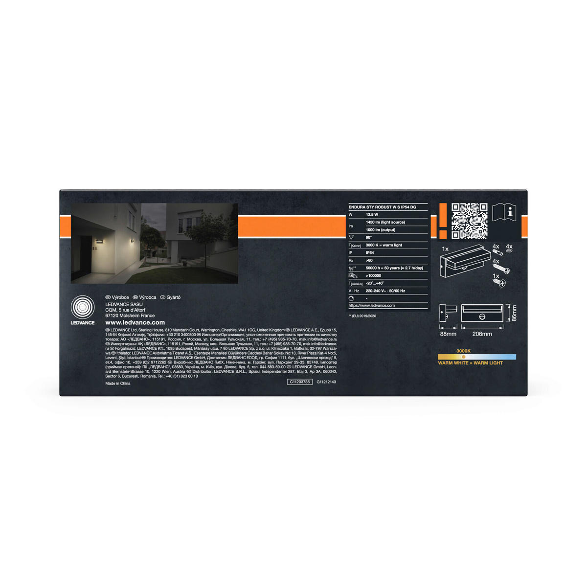 LED-AUßENLEUCHTE 20,6/8,8/8,6 cm   - Dunkelgrau, Basics, Kunststoff/Metall (20,6/8,8/8,6cm) - Osram