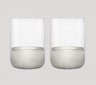 WINDLICHTSET 2 - Klar/Grau, Design, Glas/Stein (7,2/9,5cm) - Blomus