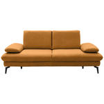 2,5-SITZER Dieter Knoll in Echtleder Currygelb   - Currygelb/Schwarz, Design, Leder/Metall (212/86/94cm) - Dieter Knoll