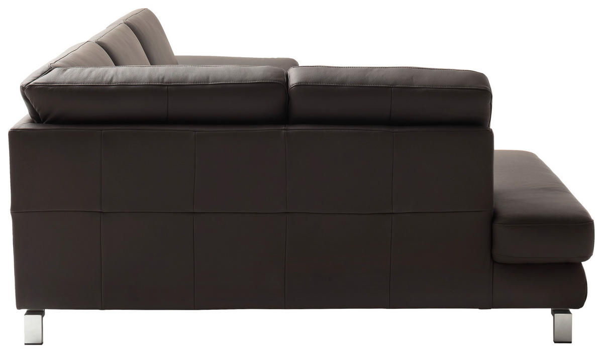 ECKSOFA in Echtleder Braun  - Chromfarben/Braun, Design, Leder/Metall (200/271cm) - Pure Home Lifestyle