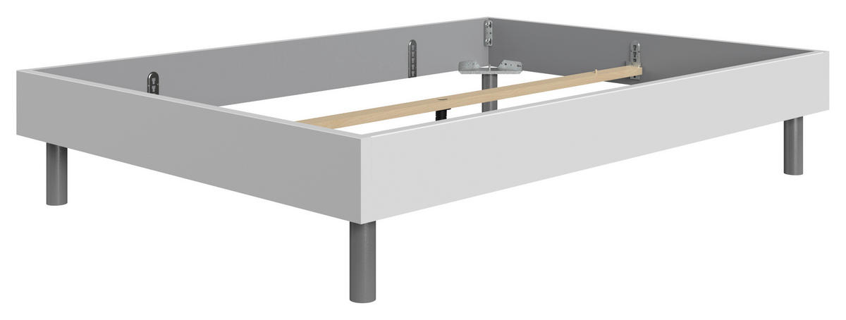 POSTELJA 180 cm   x 200 cm  , leseni material bela  - bela/barve aluminija, Design, kovina/leseni material (180/200cm) - Carryhome