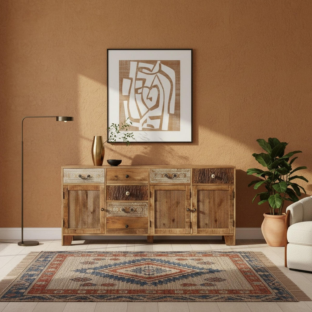 SIDEBOARD  180/80/44 cm 7 Schublade(n)  - Dunkelbraun/Messingfarben, Design, Keramik/Holz (180/80/44cm) - Landscape