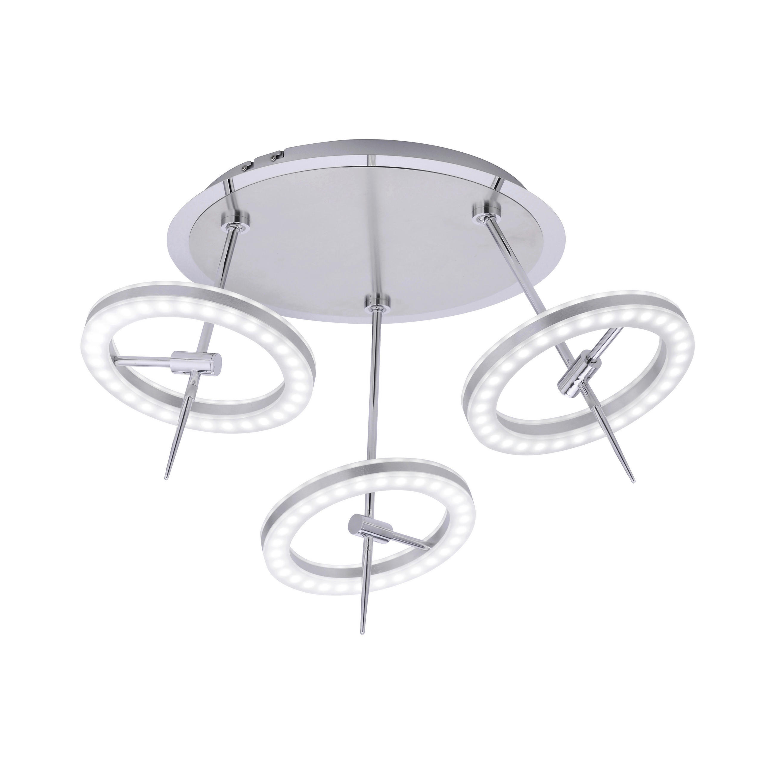 LED-DECKENLEUCHTE 55/55/35,5 cm  - Edelstahlfarben, Design, Kunststoff/Metall (55/55/35,5cm) - Just Light