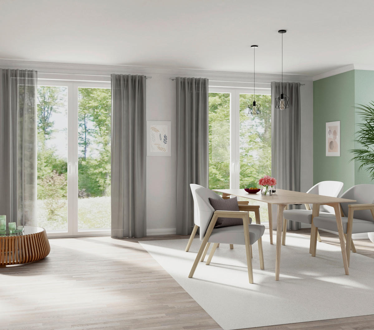 FERTIGVORHANG halbtransparent  - Silberfarben, Basics, Textil (140/245cm) - Fuggerhaus