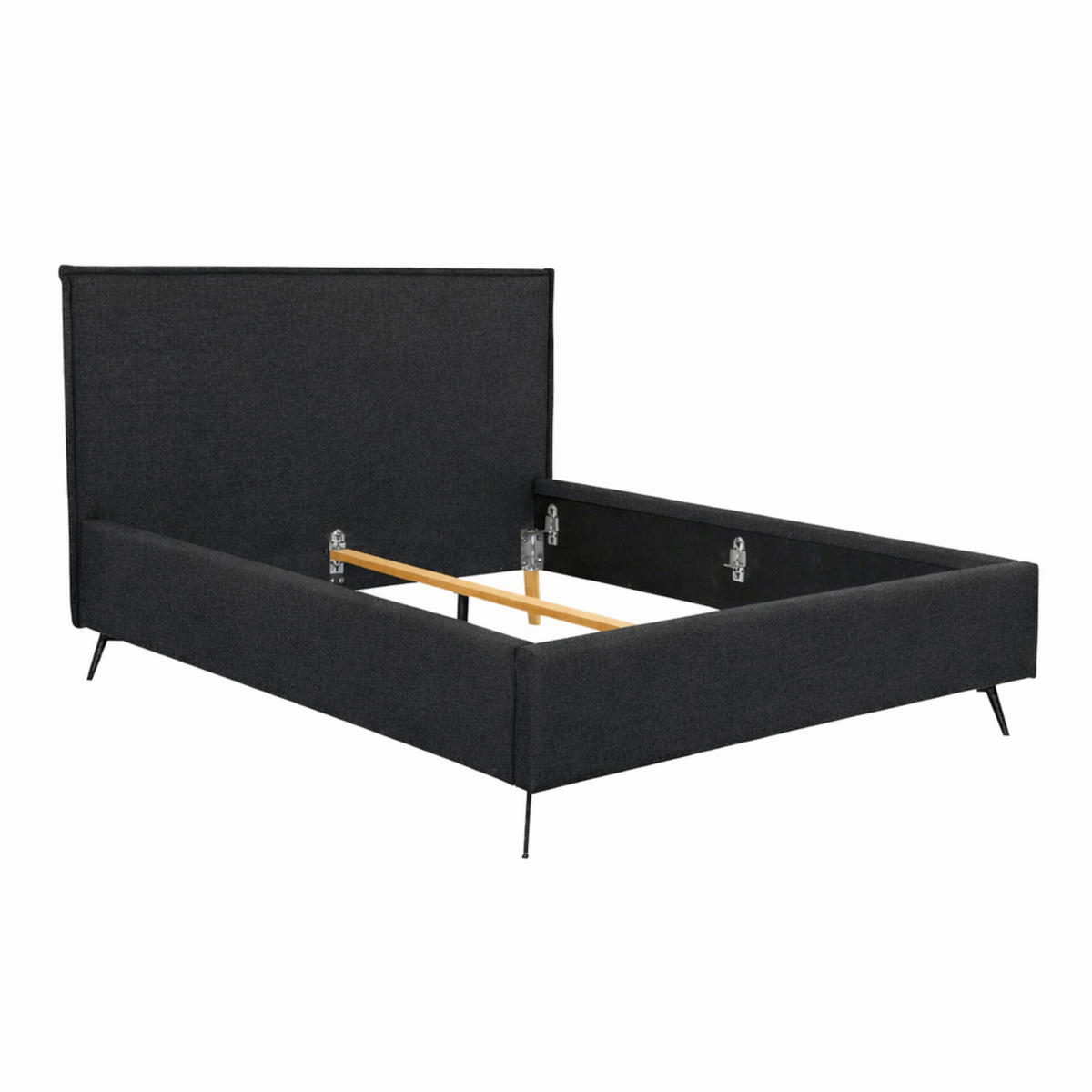 POLSTERBETT Dunkelgrau 180/200 cm  - Dunkelgrau/Schwarz, MODERN, Holz/Textil (180/200cm) - MID.YOU