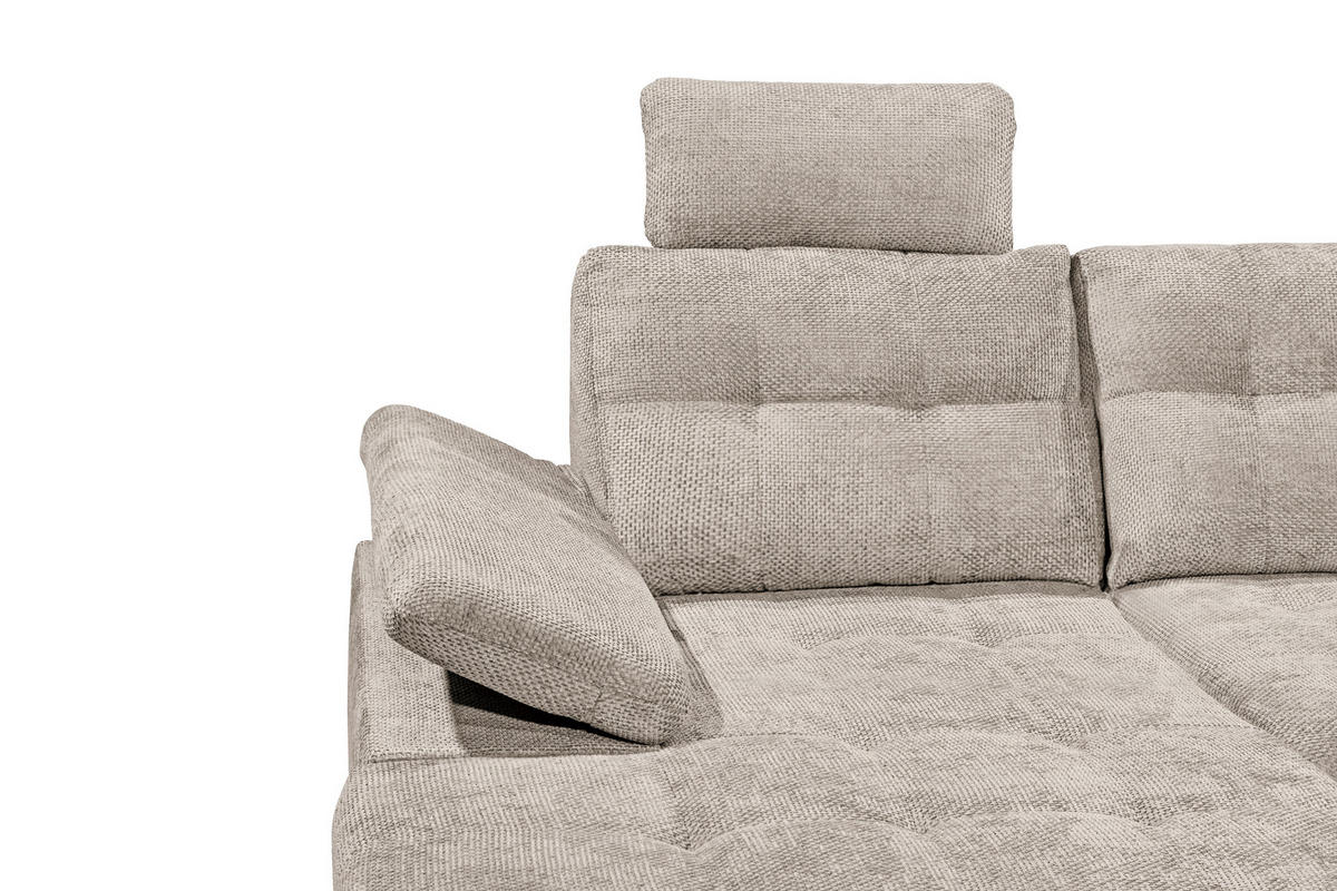 WOHNLANDSCHAFT RONDA Greige Webstoff  - Greige/Schwarz, Basics, Kunststoff/Textil (170/324/218cm) - Livetastic