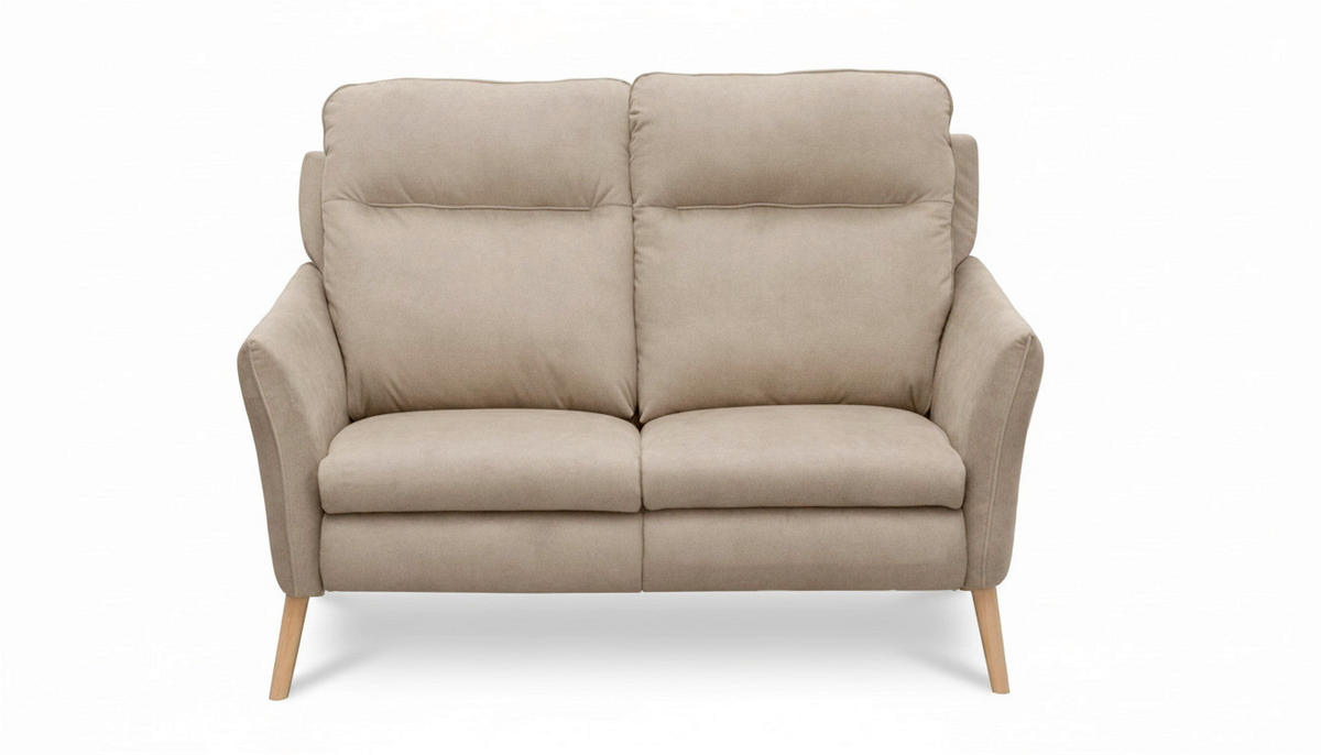 2-SITZER-SOFA  in Mikrofaser Beige Skandinavisch, Modern  - Beige/Buchefarben, Design, Holz/Textil (145/110/92cm) - Livetastic