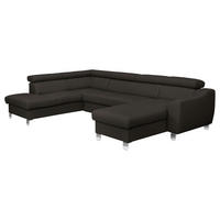 WOHNLANDSCHAFT  in Lederlook Echtleder Dunkelbraun  - Chromfarben/Dunkelbraun, Design, Leder/Textil (208/315/175cm) - Livetastic