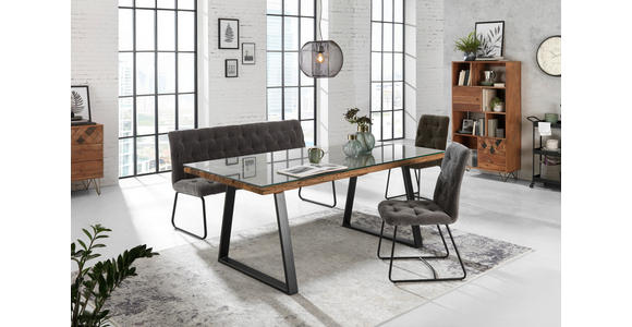 ESSTISCH in Holz, Metall, Glas 190/95/76 cm  - Schwarz/Naturfarben, Trend, Glas/Holz (190/95/76cm) - Ambia Home