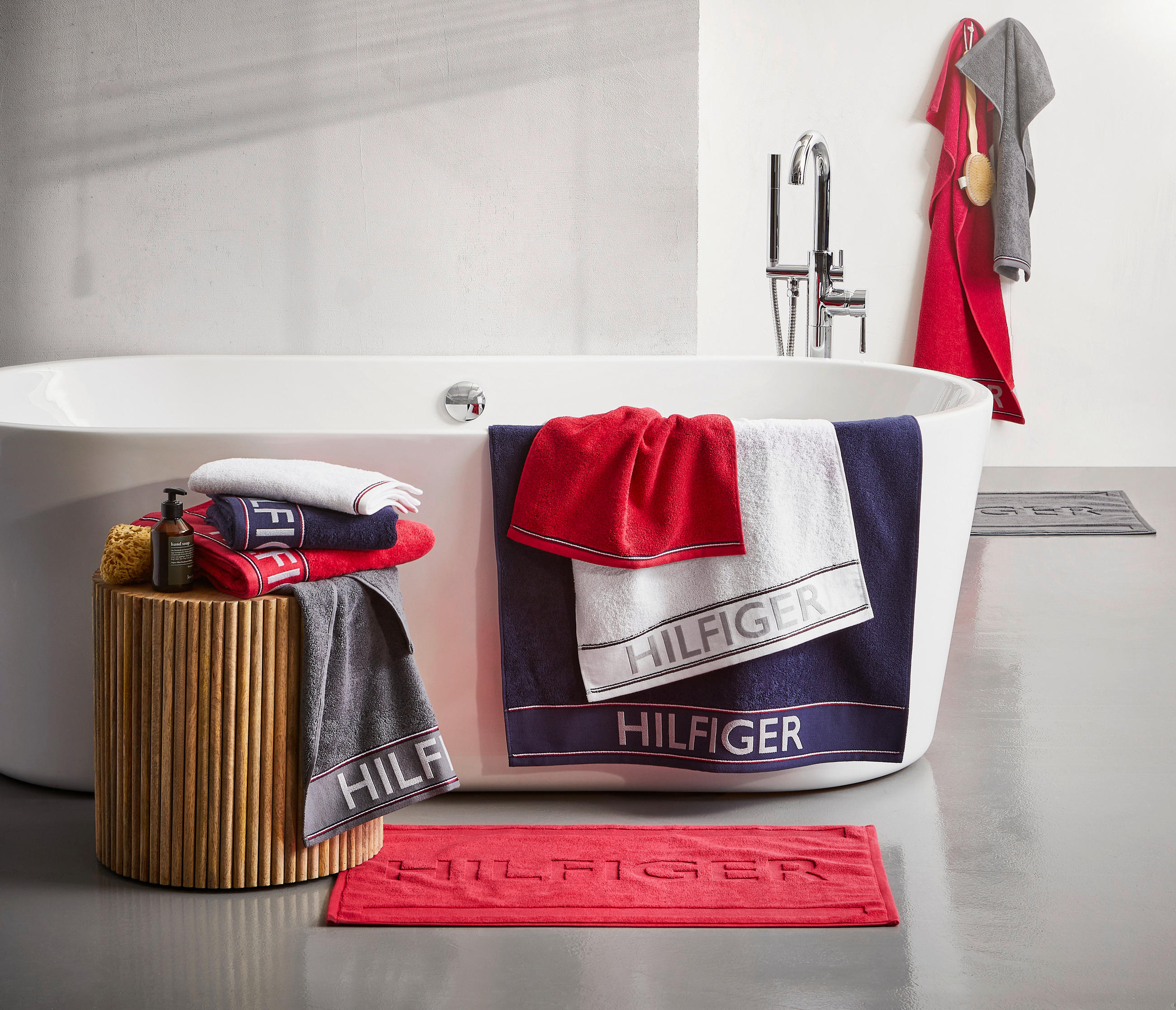 Thumbnail - Tommy Hilfiger Frottierset Degree, Rot, Textil, 5-teilig, Uni, Badtextilien, Handtuch-Sets