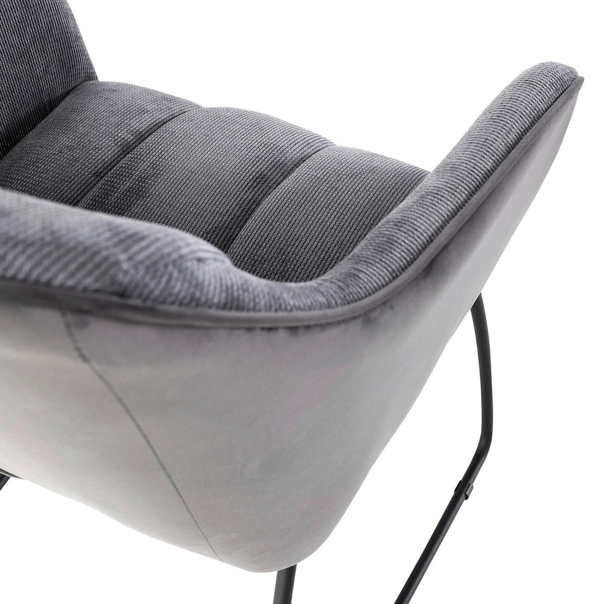 ARMLEHNSTUHL  in Samt, Flachgewebe  - Anthrazit/Schwarz, Design, Textil/Metall (59/85/59cm) - Novel