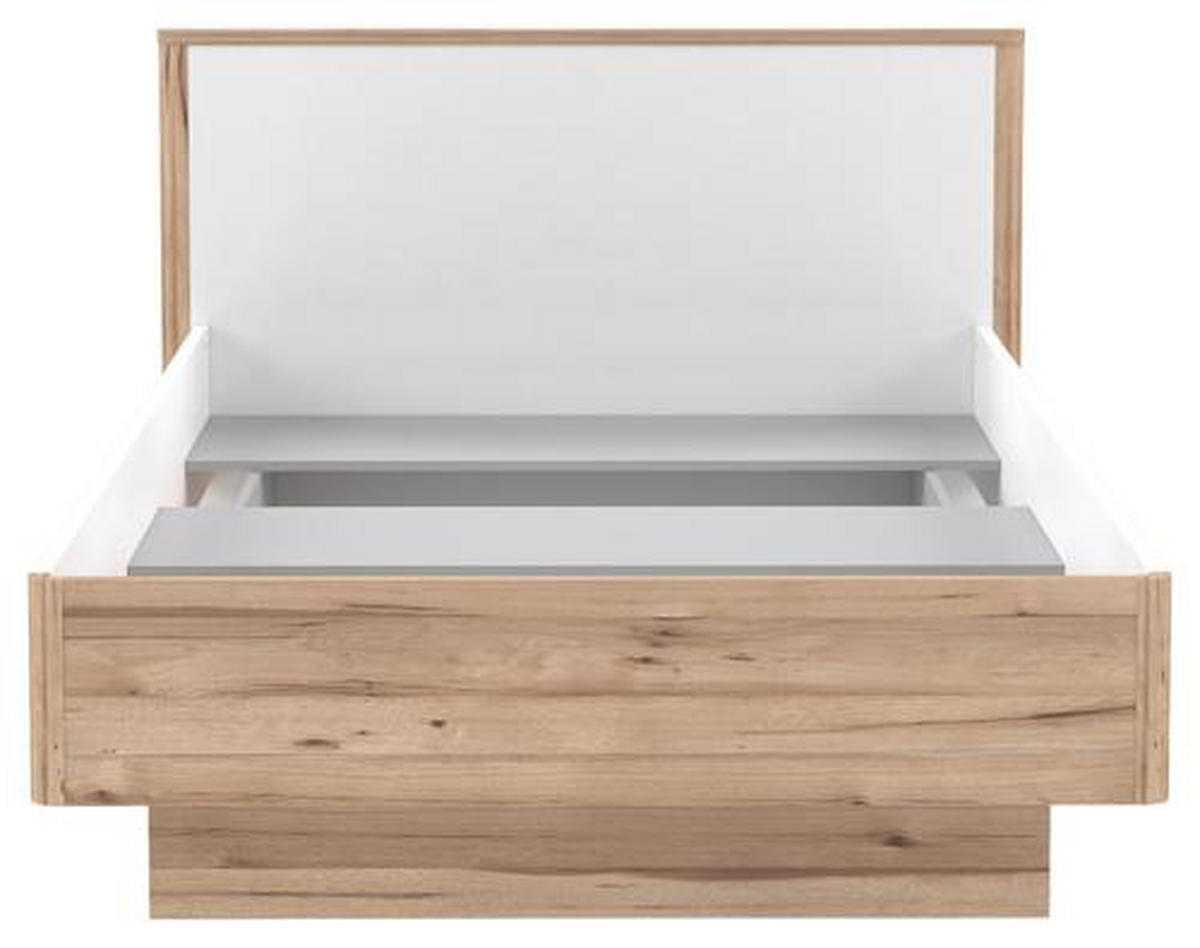 ÁGY 120/200 cm  fehér, tölgyfa  - tölgyfa/fehér, Konventionell, faalapú anyag (120/200cm) - Xora